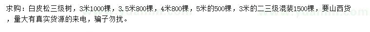 求購3、4、5米白皮松