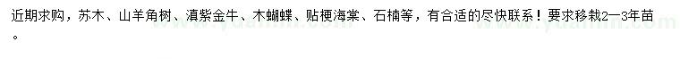 求購(gòu)蘇木、山羊角樹、滇紫金牛等