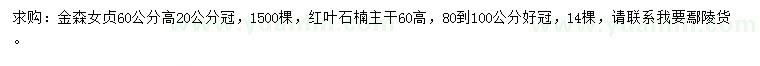 求購高60公分金森女貞、紅葉石楠
