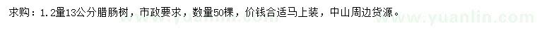 求購1.2量13公分臘腸樹