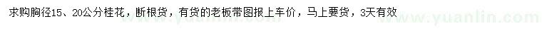 求購胸徑15、20公分桂花
