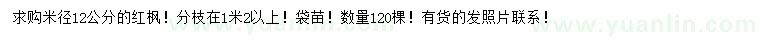 求購(gòu)米徑12公分紅楓
