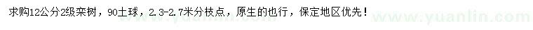 求購12公分欒樹