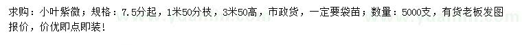 求購7.5公分小葉紫微