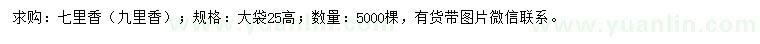 求購(gòu)高25公分七里香