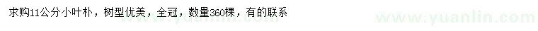 求購(gòu)11公分小葉樸