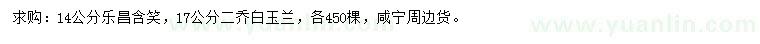 求購(gòu)14公分樂昌含笑、17公分二喬白玉蘭