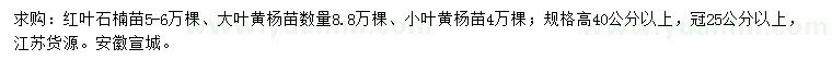 求購(gòu)高40公分以上紅葉石楠、大小葉黃楊