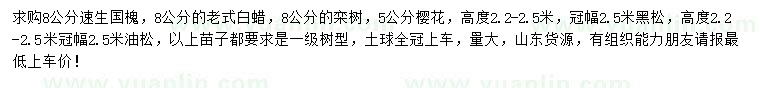 求購(gòu)國(guó)槐、白蠟、欒樹(shù)等