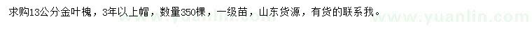 求購(gòu)13公分金葉槐