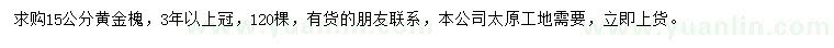 求購15公分黃金槐