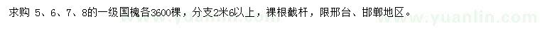 求購5、6、7、8公分國槐