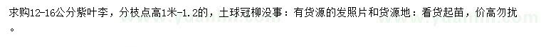 求購(gòu)12-16公分紫葉李