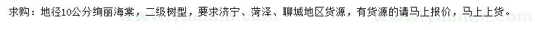 求購地徑10公分絢麗海棠