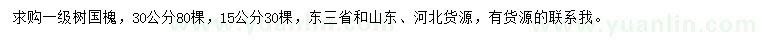 求購15、30公分國槐