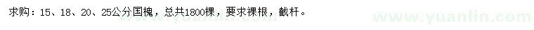求購(gòu)15、18、20、25公分國(guó)槐