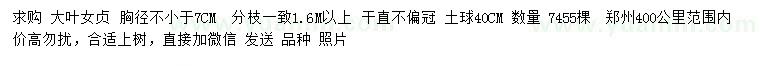 求購胸徑足7公分大葉女貞