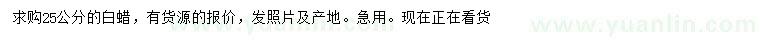 求購(gòu)25公分白蠟