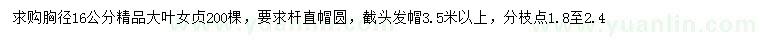 求購胸徑16公分大葉女貞
