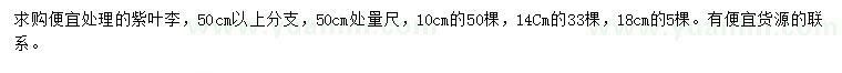 求購(gòu)10、14、18公分紫葉李