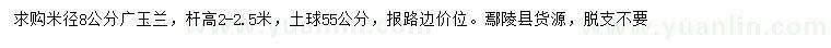 求購(gòu)米徑8公分廣玉蘭