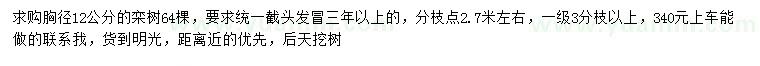 求購(gòu)胸徑12公分欒樹