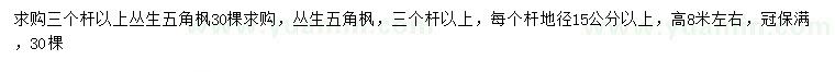 求購3桿以上叢生五角楓