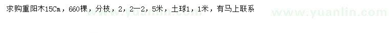 求購15公分重陽木