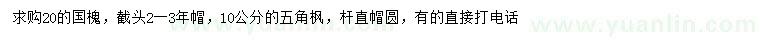 求購20公分國槐、10公分五角楓