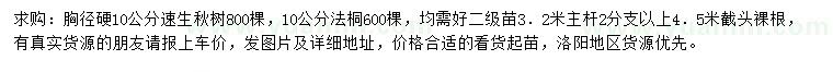 求購(gòu)10公分速生秋樹(shù)、法桐