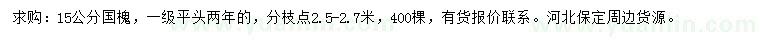 求購15公分國槐