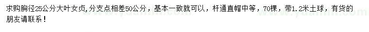 求購(gòu)胸徑25公分大葉女貞