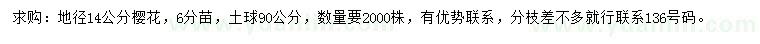 求購地徑14公分櫻花