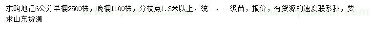 求購地徑6公分早櫻、晚櫻