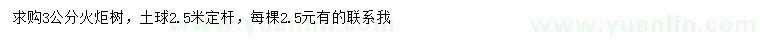求購3公分火炬樹