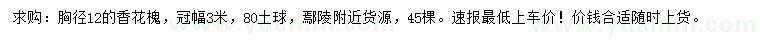 求購胸徑12公分香花槐