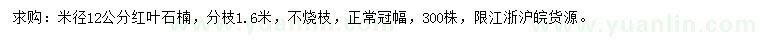 求購(gòu)米徑12公分紅葉石楠
