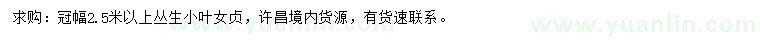 求購(gòu)冠幅2.5米以上叢生小葉女貞