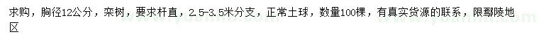 求購胸徑12公分欒樹