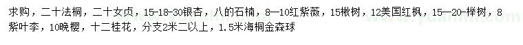 求購法桐、女貞、銀杏等