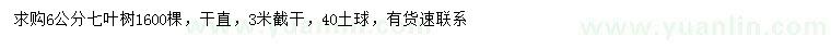 求購6公分七葉樹