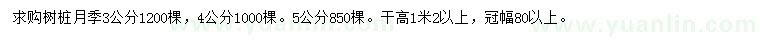 求購3、4、5公分樹(shù)樁月季