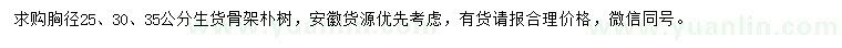 求購胸徑25、30、35公分樸樹