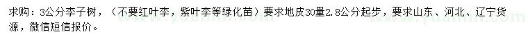 求購3公分李子
