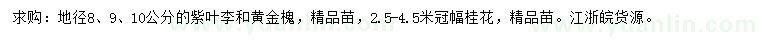 求購(gòu)紫葉李、黃金槐、桂花