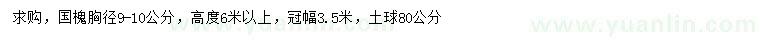 求購胸徑9-10公分國槐