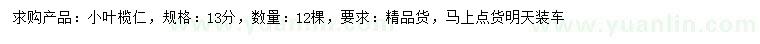 求購13公分小葉欖仁