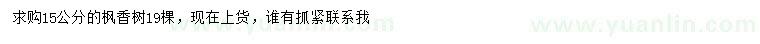求購15公分楓香