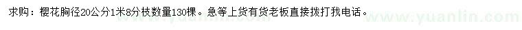 求購胸徑20公分櫻花