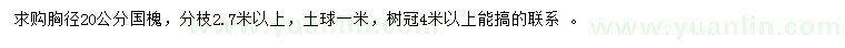 求購胸徑20公分國槐